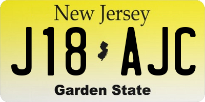 NJ license plate J18AJC