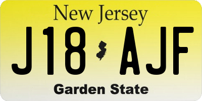 NJ license plate J18AJF