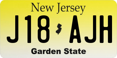 NJ license plate J18AJH