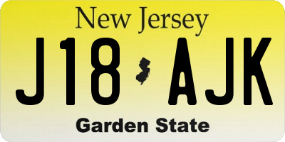 NJ license plate J18AJK
