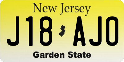 NJ license plate J18AJO