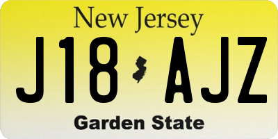 NJ license plate J18AJZ