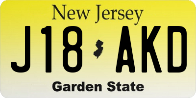 NJ license plate J18AKD