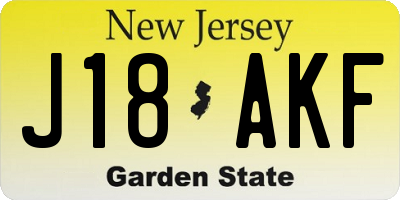 NJ license plate J18AKF