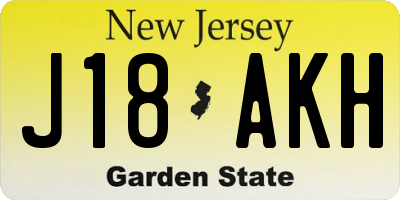 NJ license plate J18AKH