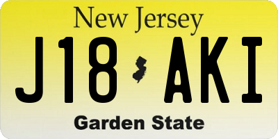 NJ license plate J18AKI