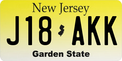 NJ license plate J18AKK