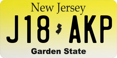 NJ license plate J18AKP