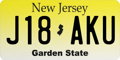 NJ license plate J18AKU