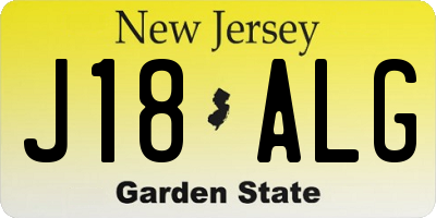 NJ license plate J18ALG