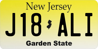 NJ license plate J18ALI