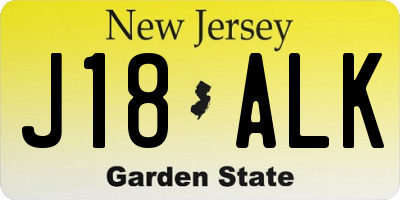 NJ license plate J18ALK