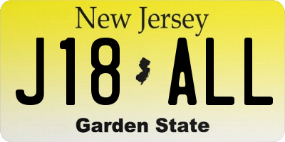 NJ license plate J18ALL