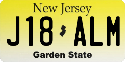 NJ license plate J18ALM