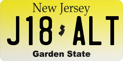 NJ license plate J18ALT