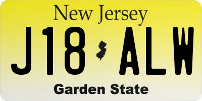 NJ license plate J18ALW