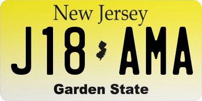 NJ license plate J18AMA