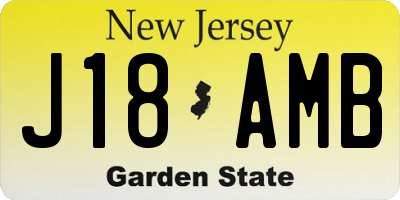NJ license plate J18AMB