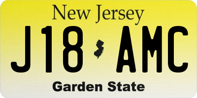 NJ license plate J18AMC