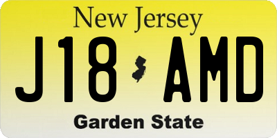 NJ license plate J18AMD