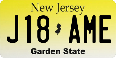 NJ license plate J18AME