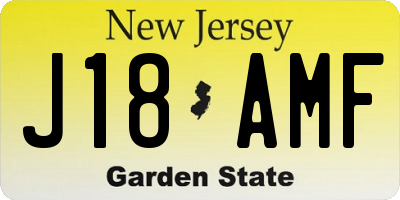 NJ license plate J18AMF