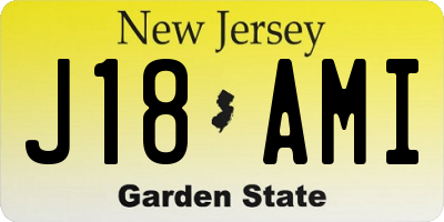 NJ license plate J18AMI