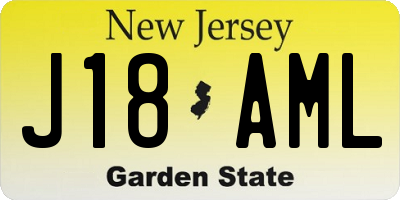 NJ license plate J18AML