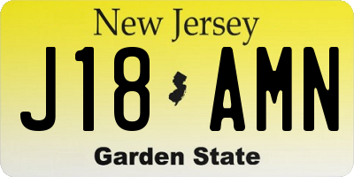 NJ license plate J18AMN