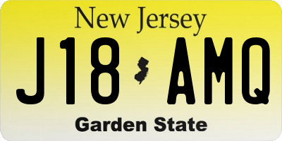 NJ license plate J18AMQ