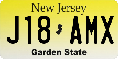 NJ license plate J18AMX