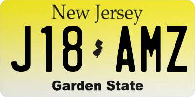 NJ license plate J18AMZ