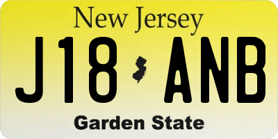 NJ license plate J18ANB