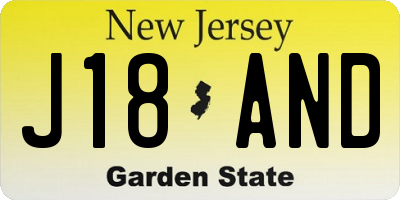 NJ license plate J18AND