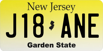 NJ license plate J18ANE