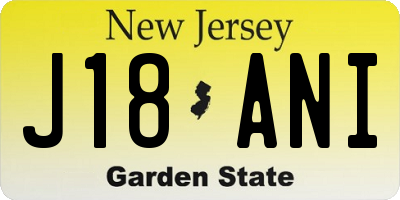 NJ license plate J18ANI