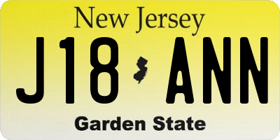 NJ license plate J18ANN