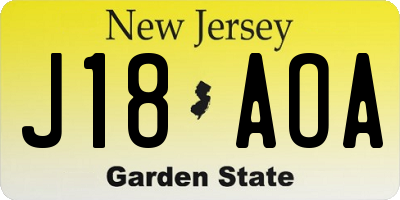 NJ license plate J18AOA