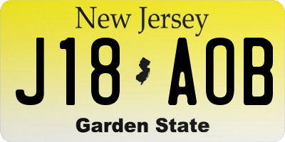 NJ license plate J18AOB