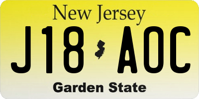 NJ license plate J18AOC