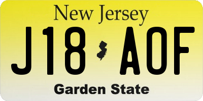 NJ license plate J18AOF