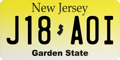 NJ license plate J18AOI