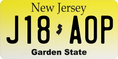 NJ license plate J18AOP