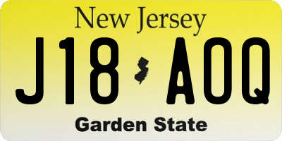 NJ license plate J18AOQ