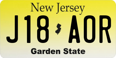 NJ license plate J18AOR