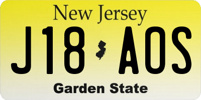 NJ license plate J18AOS