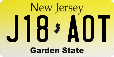 NJ license plate J18AOT