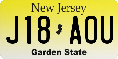 NJ license plate J18AOU