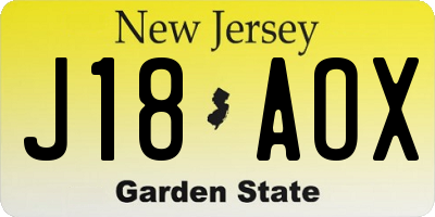 NJ license plate J18AOX
