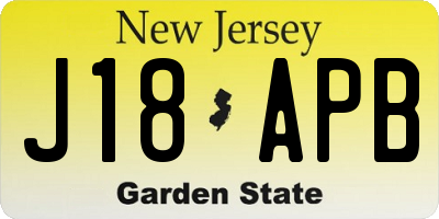 NJ license plate J18APB